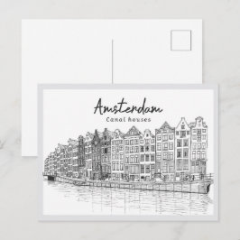 Handgezeichnete Grachtenhäuser Amsterdam Niederlan Postkarte