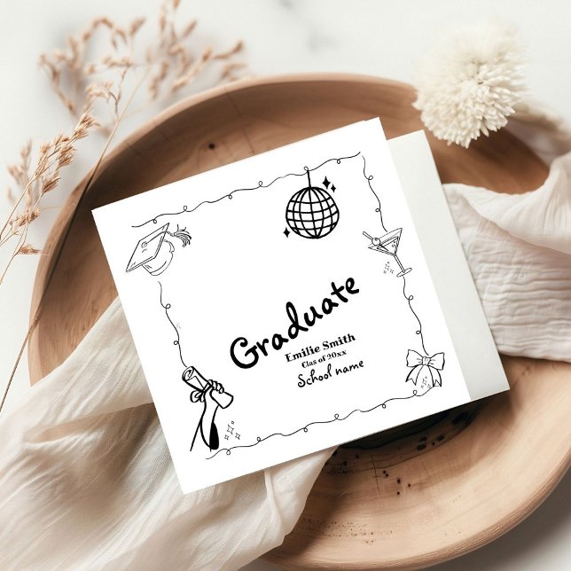 Handgezeichnete Graduierungsparty im Doodles-Stil Serviette (Von Creator hochgeladen)