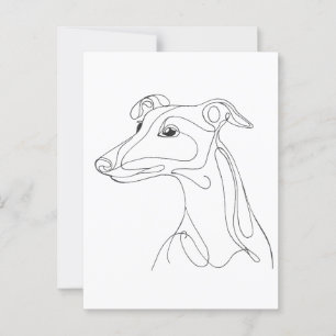 Handgezeichnete Greyhound Line Art - Minimalistisc Postkarte