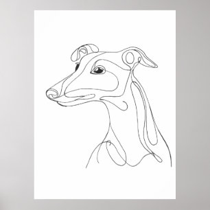 Handgezeichnete Greyhound-Linienkunst - minimalist Poster