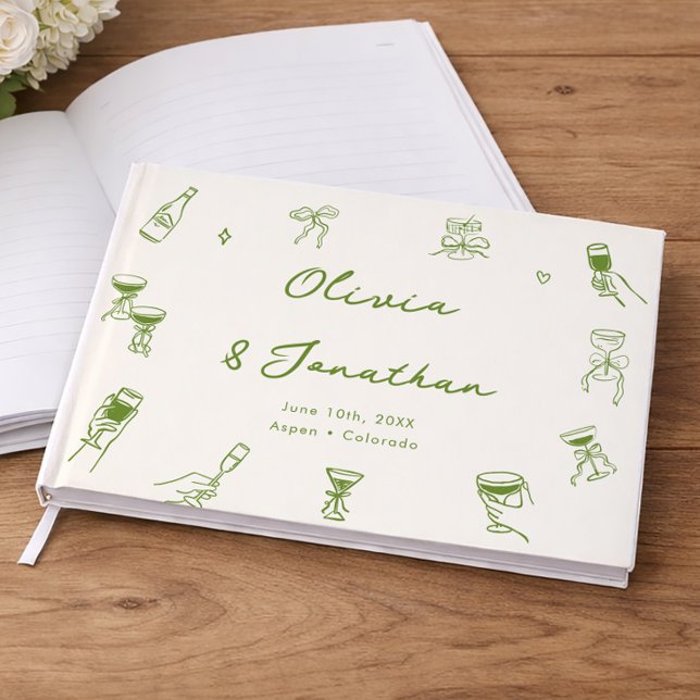 Handgezeichnete grüne Hochzeit Gästebuch (Von Creator hochgeladen)