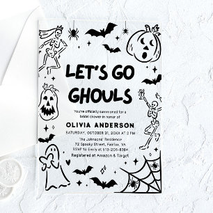 Handgezeichnete Halloween-Skelett-Geister-Hochzeit Acryleinladungen