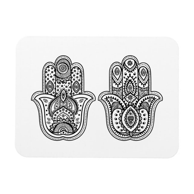 Handgezeichnete Hamsa mit Ornamenten Magnet (Horizontal)