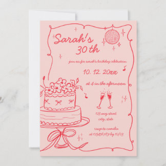 Handgezeichnete handgeschriebene Schrift Geburtsta Einladung