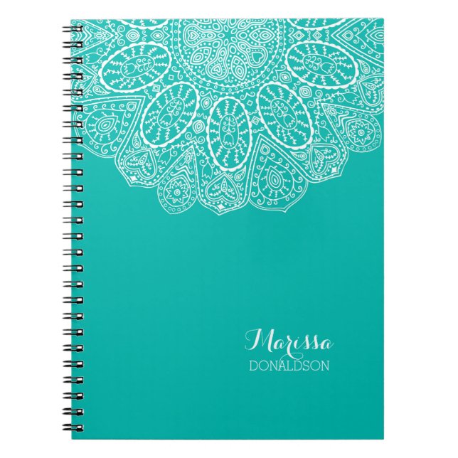 Handgezeichnete Henna Circle Design Helle Pool Bla Notizblock (Vorderseite)