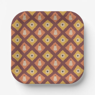 Handgezeichnete Herbst-Diamant-Muster-Papierteller Pappteller