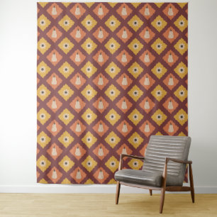 Handgezeichnete Herbst-Diamant-Muster Tapisserie Wandteppich