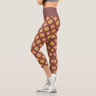 Handgezeichnete Herbst Diamond Muster Capri Leggin Leggings