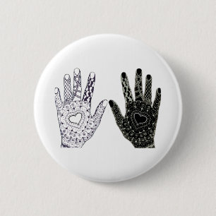 Handgezeichnete Herz-Hände Button