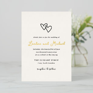 Handgezeichnete Herzen Doodle Moderne Hochzeit Folieneinladung