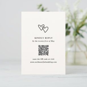 Handgezeichnete Herzen Doodle Moderne Hochzeit RSVP Karte