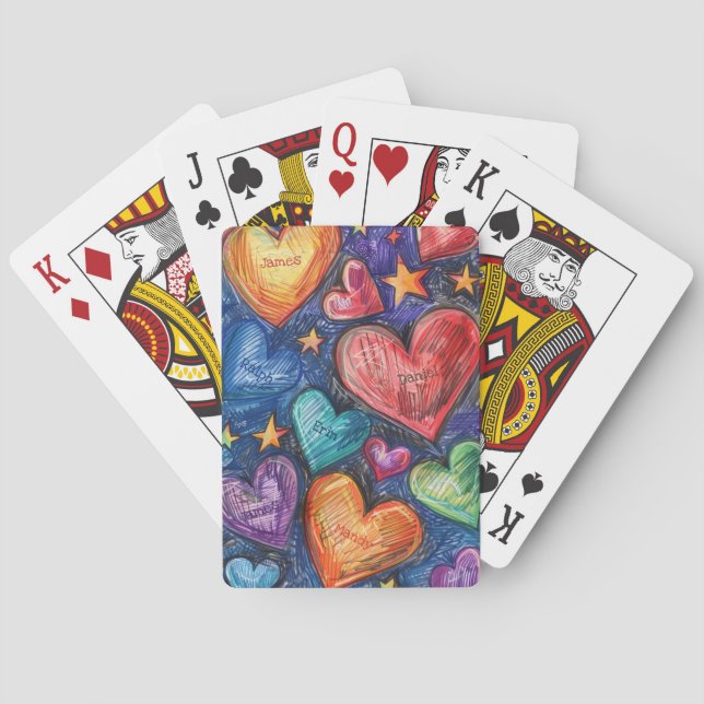 Handgezeichnete Herzen und Sterne Spielkarten (Rückseite)