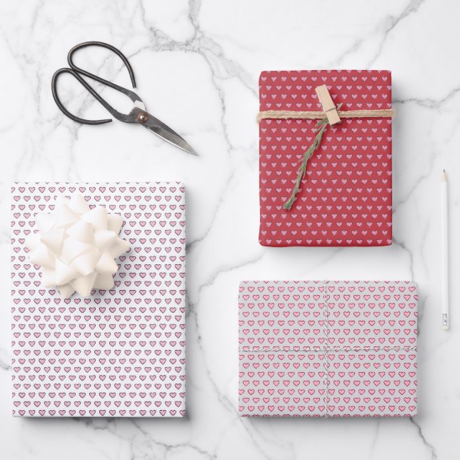Handgezeichnete Herzen Vol. 1 Valentine Geschenkgu Geschenkpapier Set (Vorderseite)