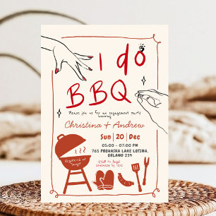 Handgezeichnete Hinterhof-I-do-BBQ-Hochzeitseinlad Einladung