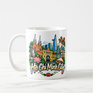 Handgezeichnete Ho-Chi-Minh-Stadt Vietnam Reise Ku Kaffeetasse