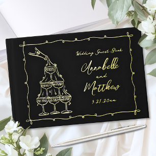 Handgezeichnete Hochzeit Gold Gästebuch