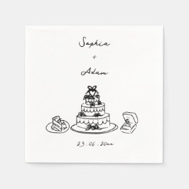 Handgezeichnete Hochzeit Serviette
