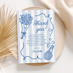 Handgezeichnete Hochzeitsdusche Fresh Off the Mark Dankeskarte