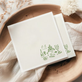 Handgezeichnete Hochzeitsessen-Initialen Serviette