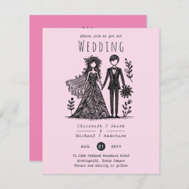 Handgezeichnete Hochzeitsheirat Cartoon Bride Groo