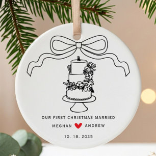 handgezeichnete Hochzeitstorte Keramik Ornament