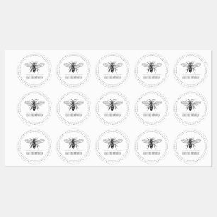 Handgezeichnete Honigbiene im Circle-Logo Etiketten