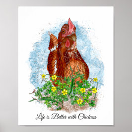Handgezeichnete Hühnerkunst Poster