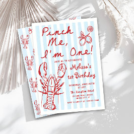 Handgezeichnete Hummer 1. Geburtstag Einladung