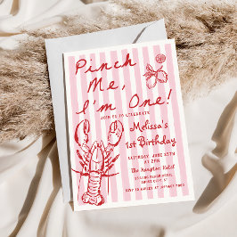 Handgezeichnete Hummer 1. Geburtstag Einladung