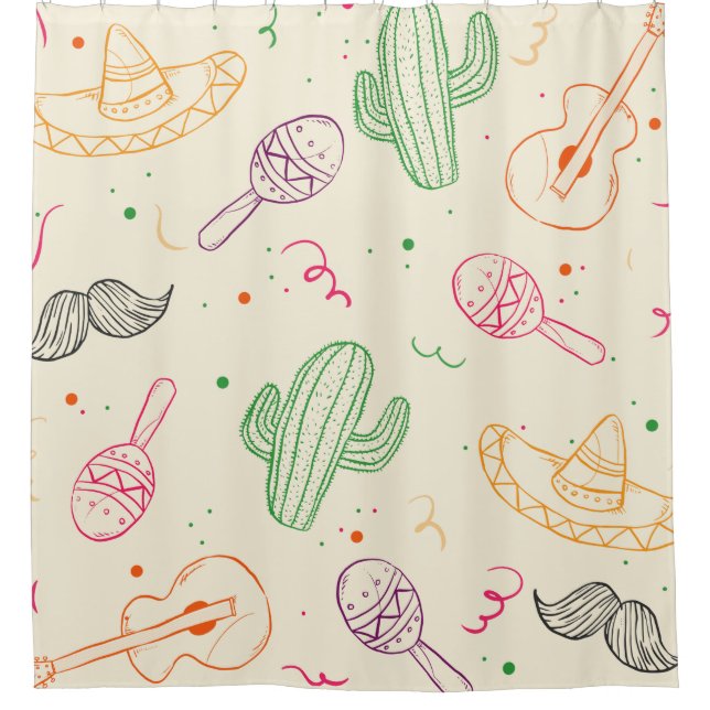 Handgezeichnete Illustration des Cinco de Mayo Day Duschvorhang (Vorderseite)