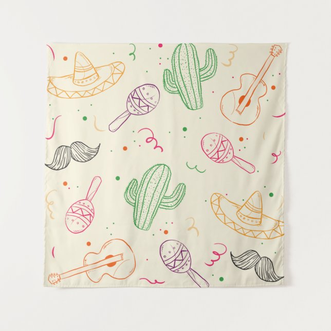 Handgezeichnete Illustration des Cinco de Mayo Day Wandteppich (Vorderseite)