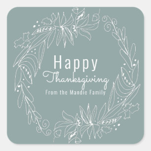 Handgezeichnete Illustration eines Thanksgiving-Ei Quadratischer Aufkleber