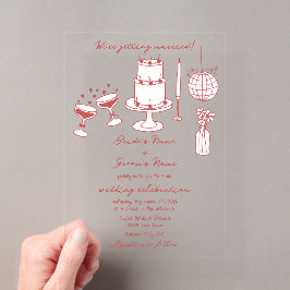 Handgezeichnete Illustrationen Doodles Maroon Hoch Acryleinladungen