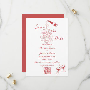 Handgezeichnete Illustrationen Doodles Maroon Hoch Save The Date