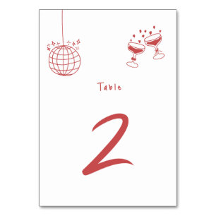 Handgezeichnete Illustrationen Doodles Maroon Hoch Tischnummer