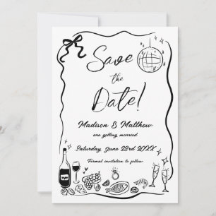 Handgezeichnete Illustrationen Kritzel-Doodles Hoc Save The Date