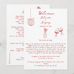 Handgezeichnete Illustrationen Maroon Hochzeitreis