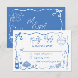 Handgezeichnete Illustrationen Scribble Doodles Ho RSVP Karte