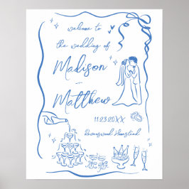 Handgezeichnete Illustrationen Zeichnungen Hochzei Poster