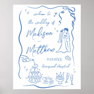 Handgezeichnete Illustrationen Zeichnungen Hochzei Poster