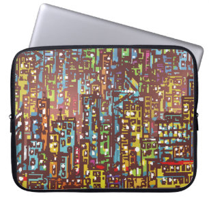 Handgezeichnete Illustrationskunst, Straße, Stadt, Laptopschutzhülle