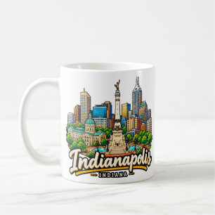 Handgezeichnete Indianapolis Indiana Reise Kunst Kaffeetasse