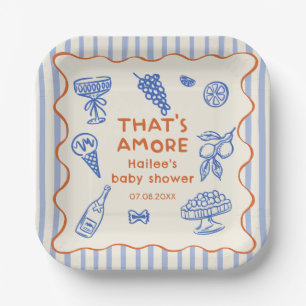 Handgezeichnete italienische That's Amore Brautpar Pappteller