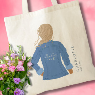 Handgezeichnete Jeansjacke Blondhaarige Brautjungf Tragetasche