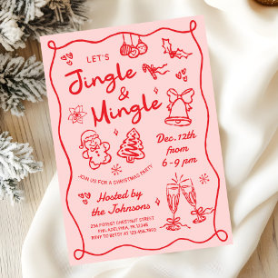 Handgezeichnete Jingle und Mingle Weihnachtsfeier Einladung