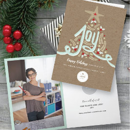 Handgezeichnete Joy Calligraphy Rustic Foliage Bus Feiertagskarte