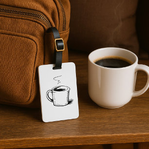 Handgezeichnete Kaffee-Tasse Sketch Minimalistisch Gepäckanhänger