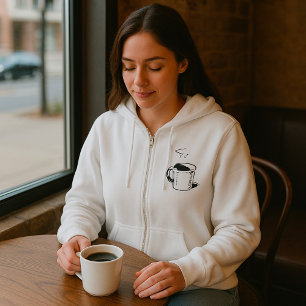 Handgezeichnete Kaffee-Tasse Sketch Minimalistisch Hoodie