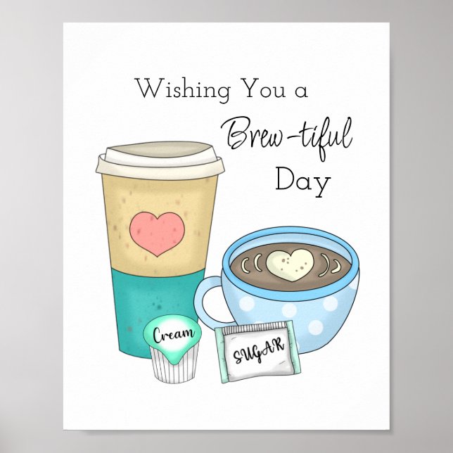 Handgezeichnete Kaffeekunst und -angebot Poster (Vorne)