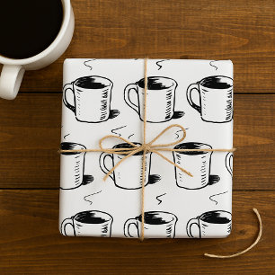 Handgezeichnete Kaffeetasse Skizze Minimalistisch Geschenkpapier